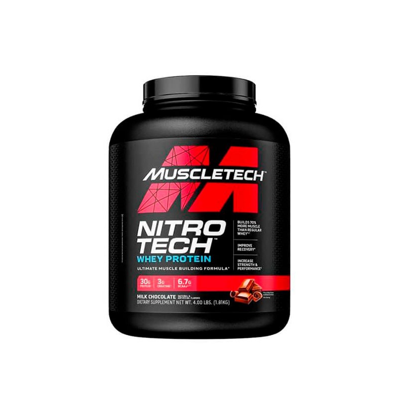 Proteina Nitro Tech Whey Protein 1.8kg, Muscletech proteina aislada ISO de suero con creatina