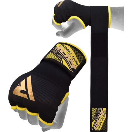 RDX GEL INNER GLOVES WITH 75CM WRIST STRAP FOR BOXING, MMA, MUAY THAI, Black