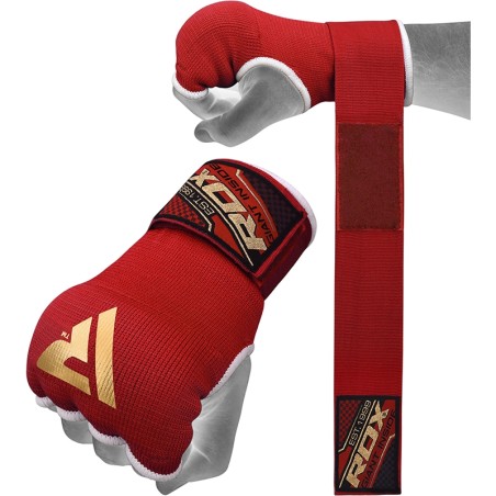 RDX GEL INNER GLOVES WITH 75CM WRIST STRAP FOR BOXING, MMA, MUAY THAI, Red