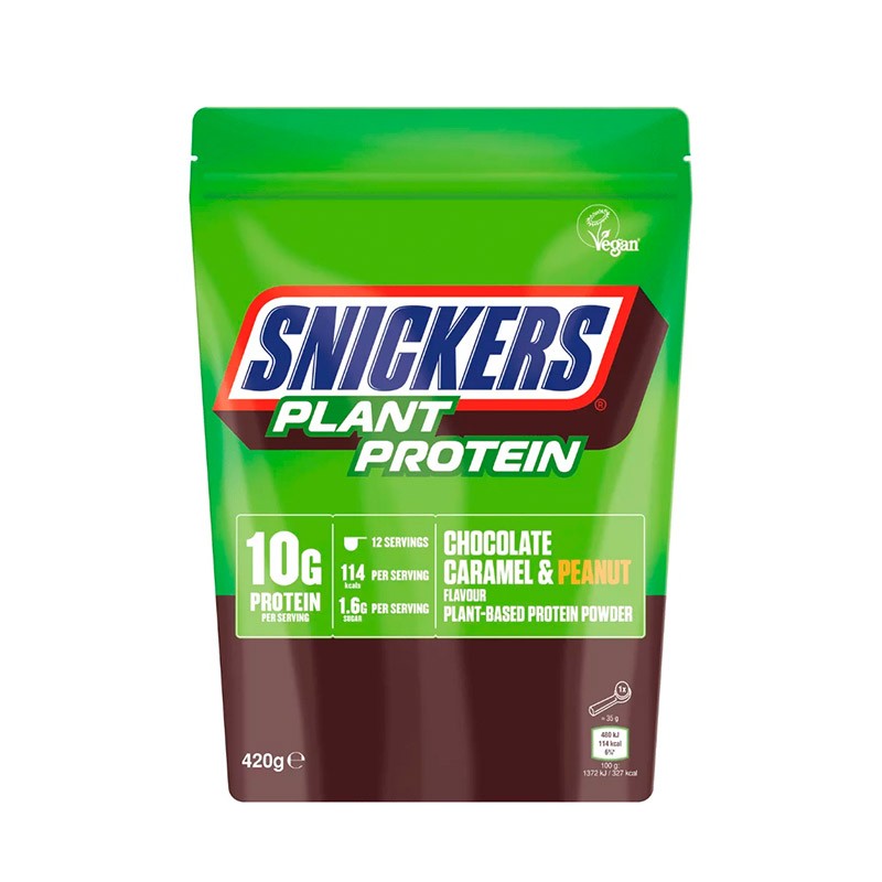Snickers Pflanzenproteinpulver - Schokolade Karamell & Erdnuss 420g - 12 Portionen