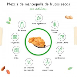 Mantequilla 3 frutos secos: Cacahuetes, Anacardos y Almendras, 1Kg