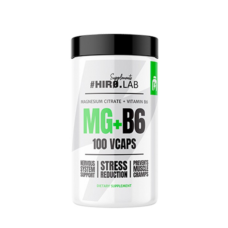 Citrato de Magnesio + Vitamina B6, Mg + B6, 120 capsulas veganas Hiro Lab
