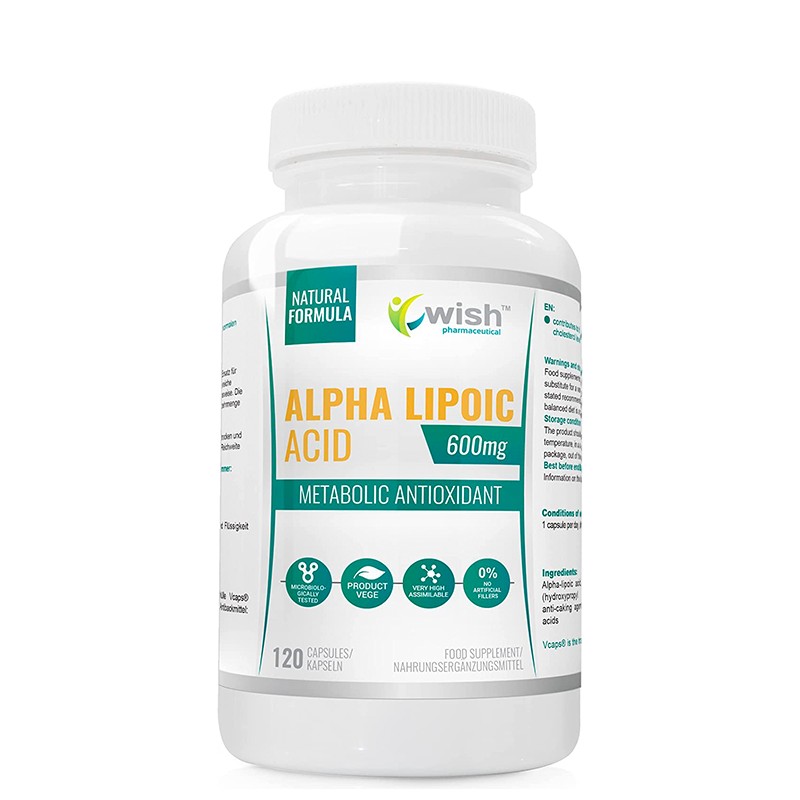 ALA - Alpha-Liponsäure 600mg 120 vegane Kapseln, Wish Pharmaceutical