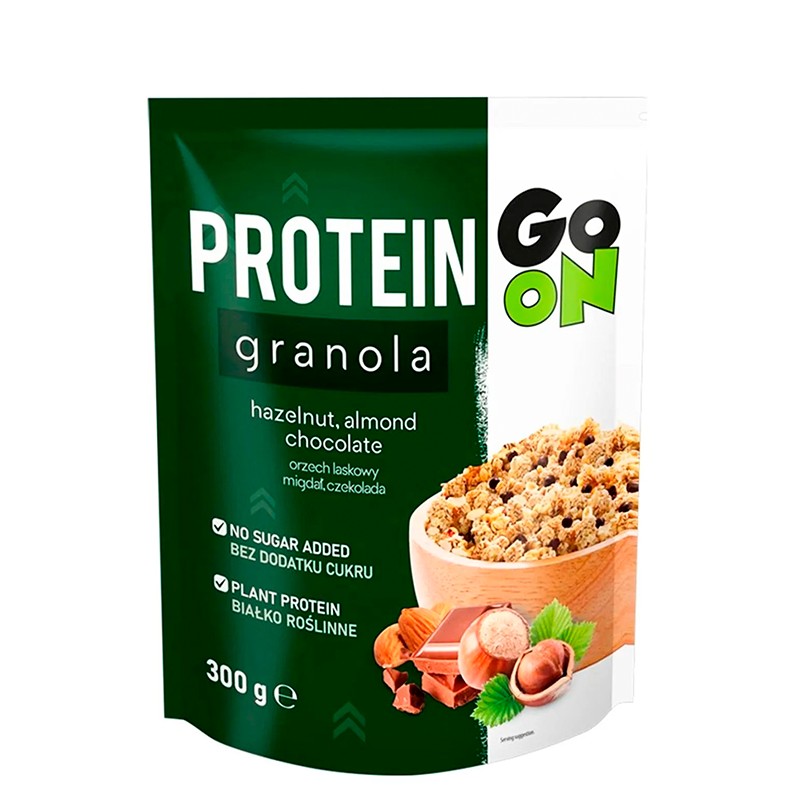 Veganes Protein-Granola mit Haselnüssen, Mandeln und Schokolade, 300g, Go On Nutrition