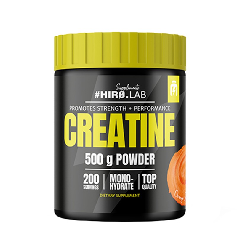 Micronized Creatine Monohydrate 500g, Orange flavor, Hiro